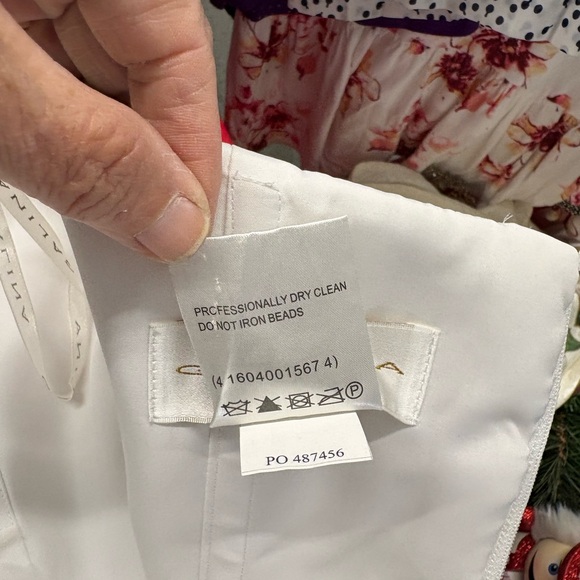 David's Bridal Galina Strapless Tea-Length Wedding Dress White 3D Floral Size 16 - Picture 8 of 8